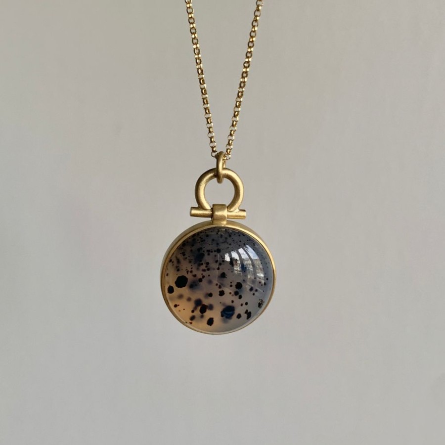 Jewelry Monika Krol | Round Cabochon Montana Agate Pendant