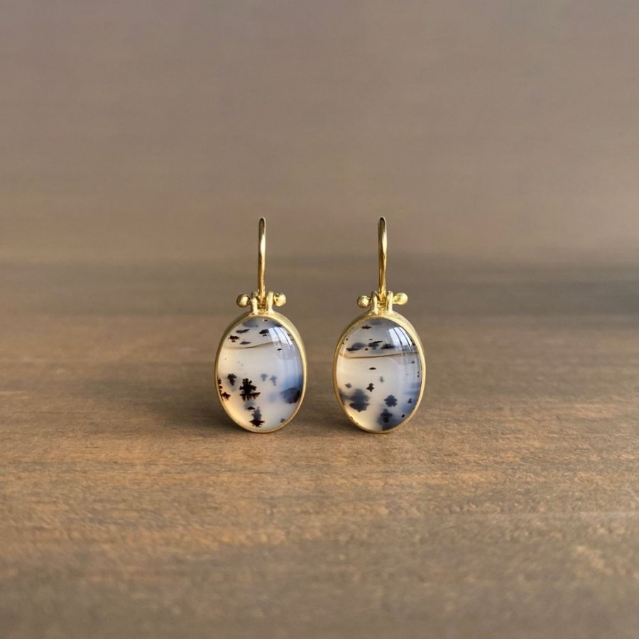 Jewelry Monika Krol | Oval Cabochon Montana Agate Earrings