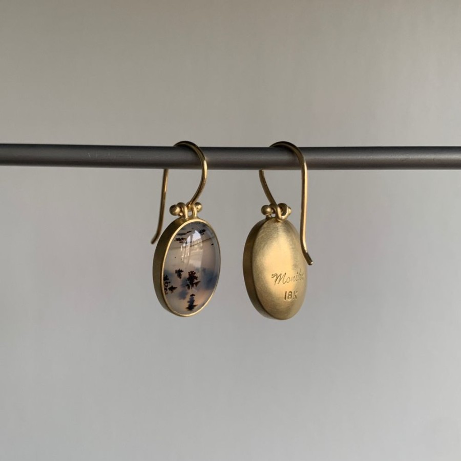 Jewelry Monika Krol | Oval Cabochon Montana Agate Earrings