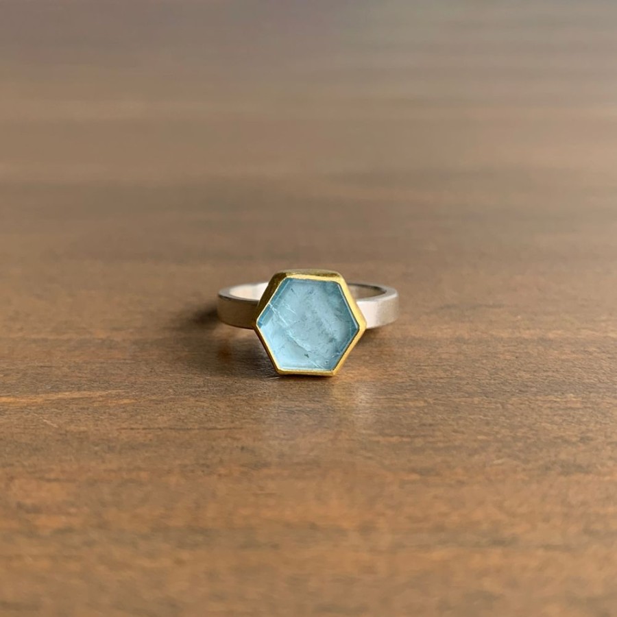 Jewelry Sam Woehrmann | Aquamarine Hexagon Slice Ring