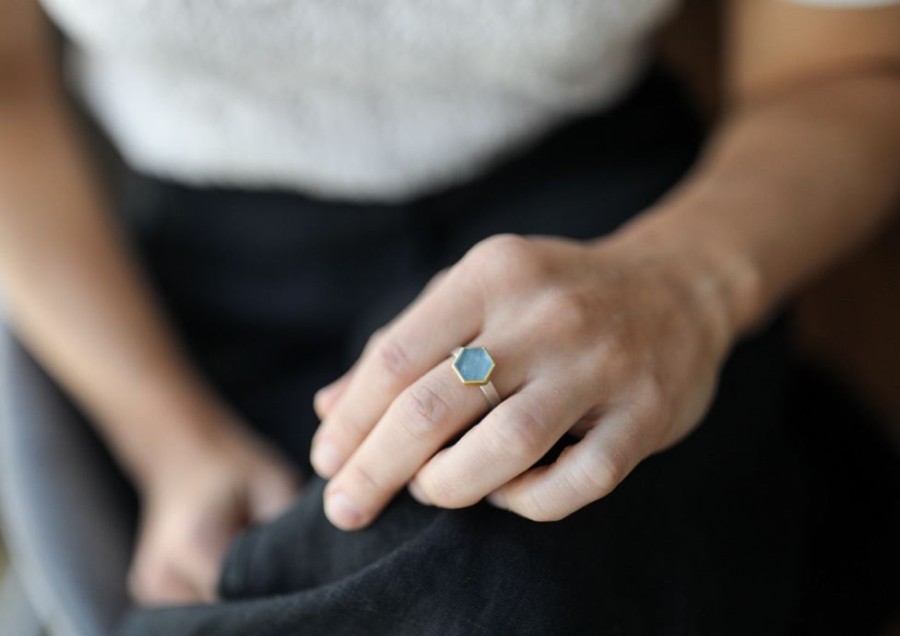 Jewelry Sam Woehrmann | Aquamarine Hexagon Slice Ring