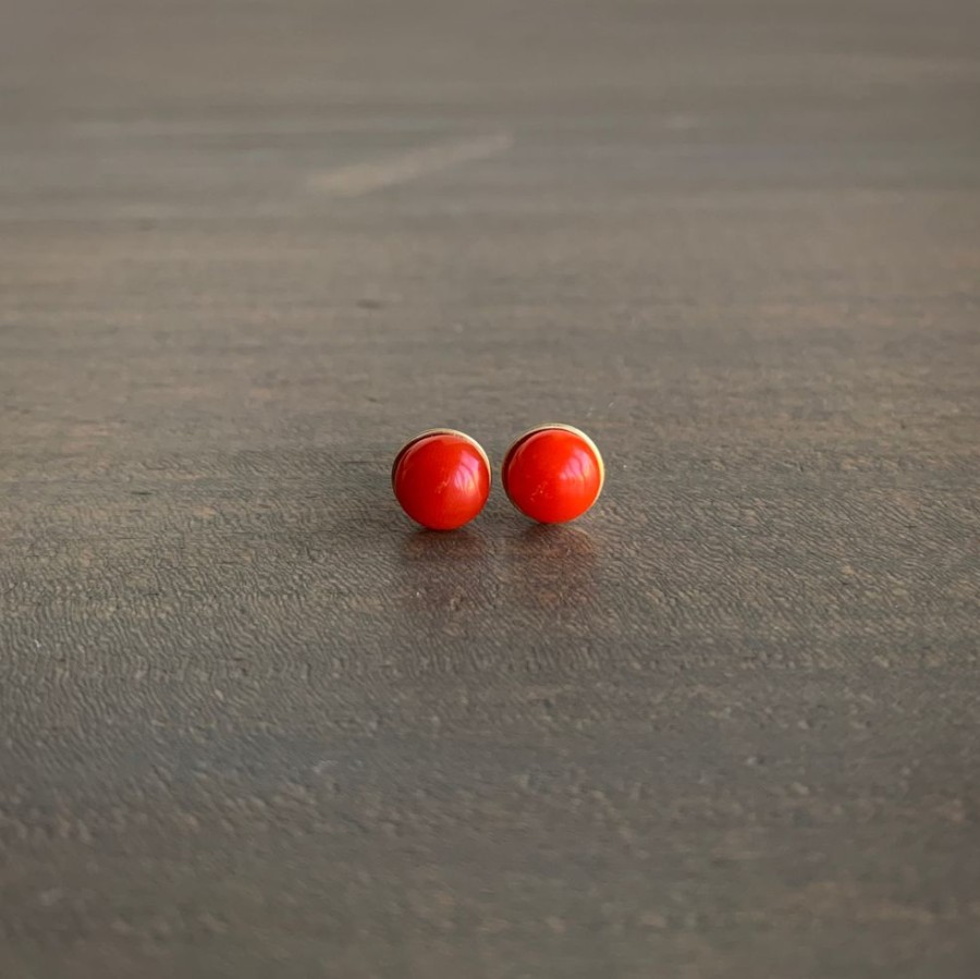 Jewelry Mimi Favre | Red Coral Button Studs