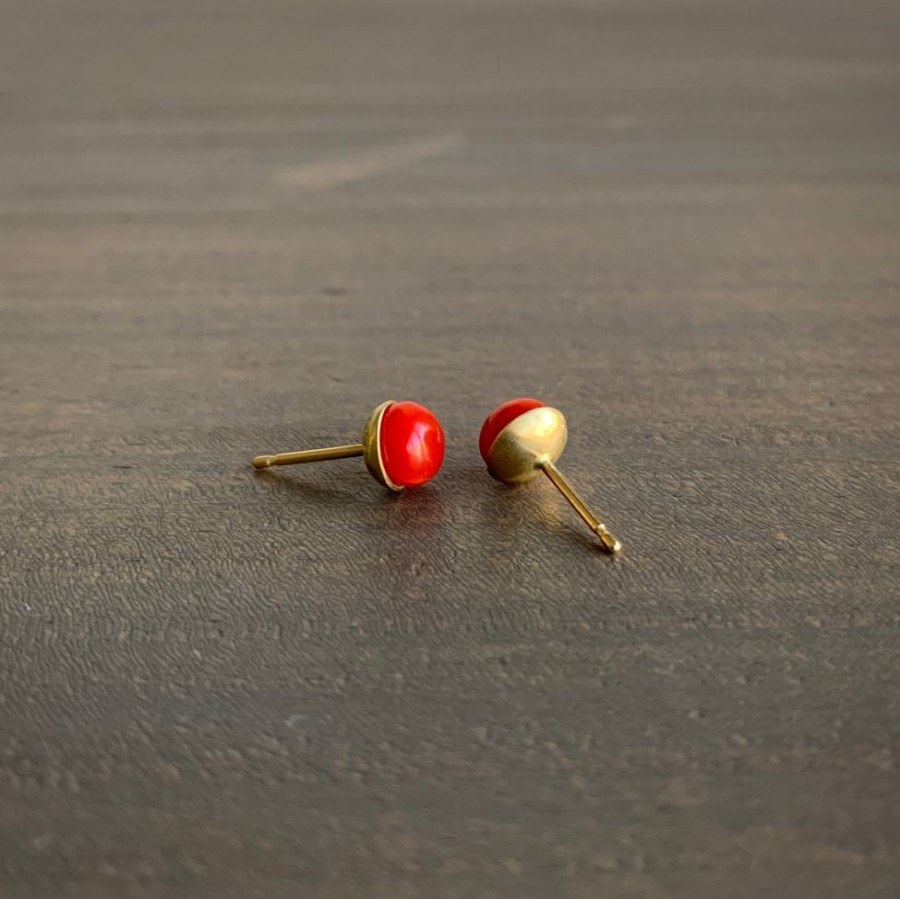 Jewelry Mimi Favre | Red Coral Button Studs