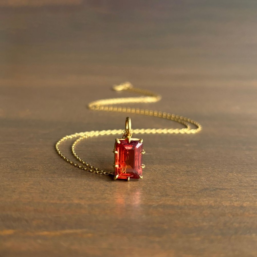 Jewelry Rosanne Pugliese | Emerald Cut Red Tourmaline Pendant