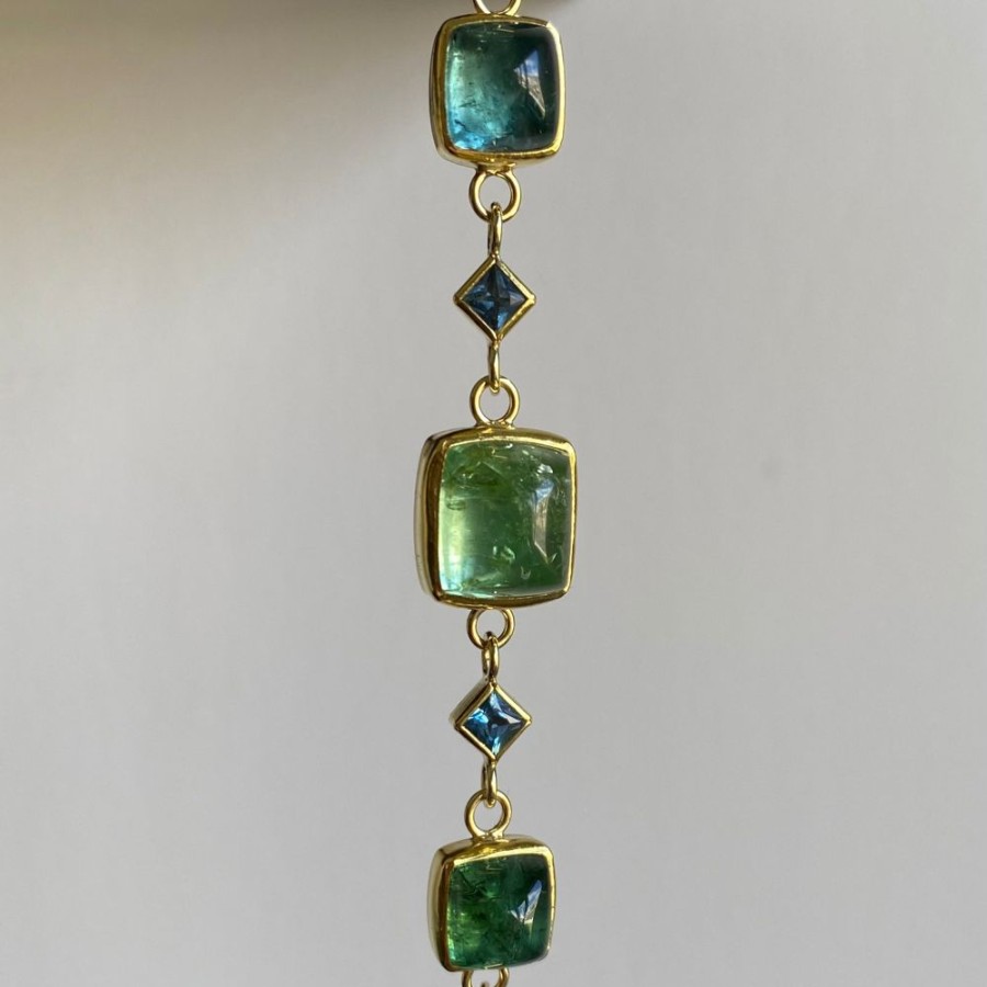 Jewelry Sam Woehrmann | Sugar Loaf Tourmaline & Square Aquamarine Bracelet