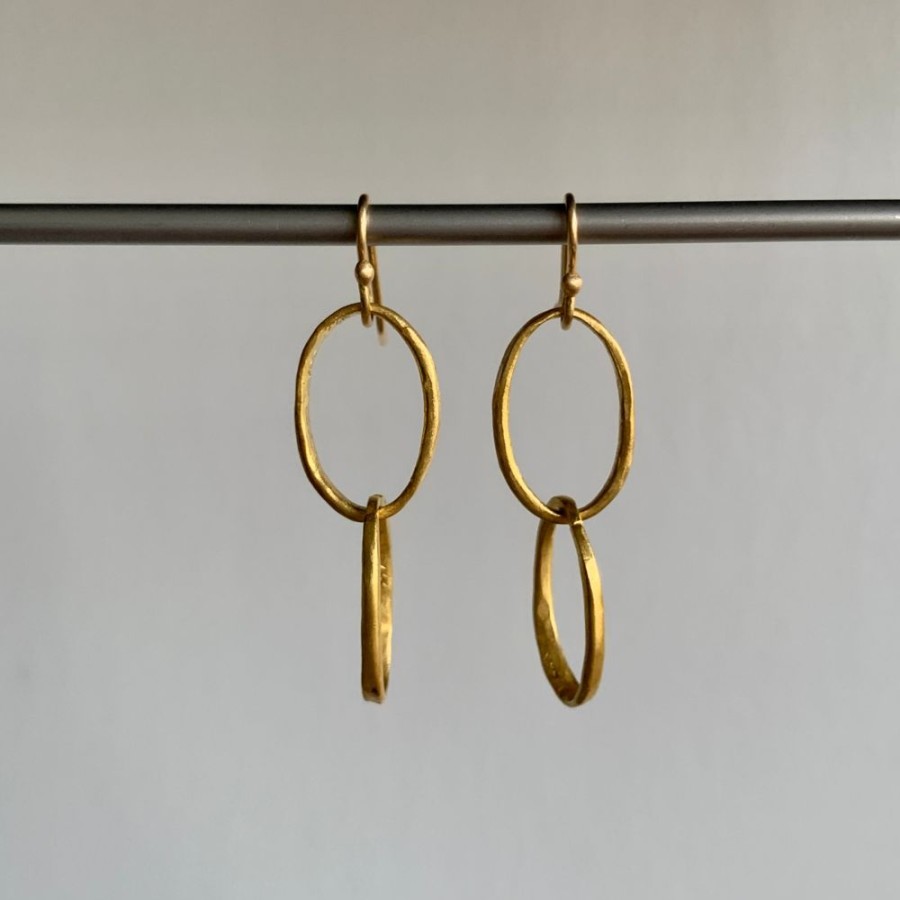 Jewelry Rosanne Pugliese | 22K Double Pebble Link Earrings