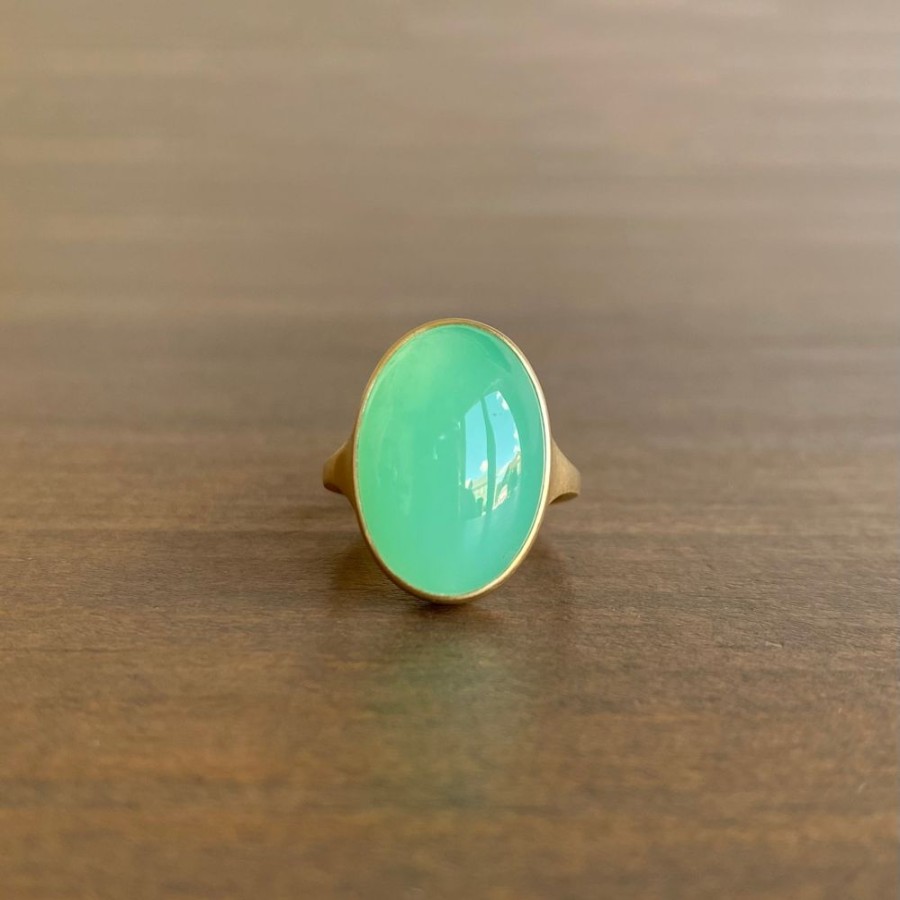 Jewelry Monika Krol | Oval Chrysoprase Cabochon Ring