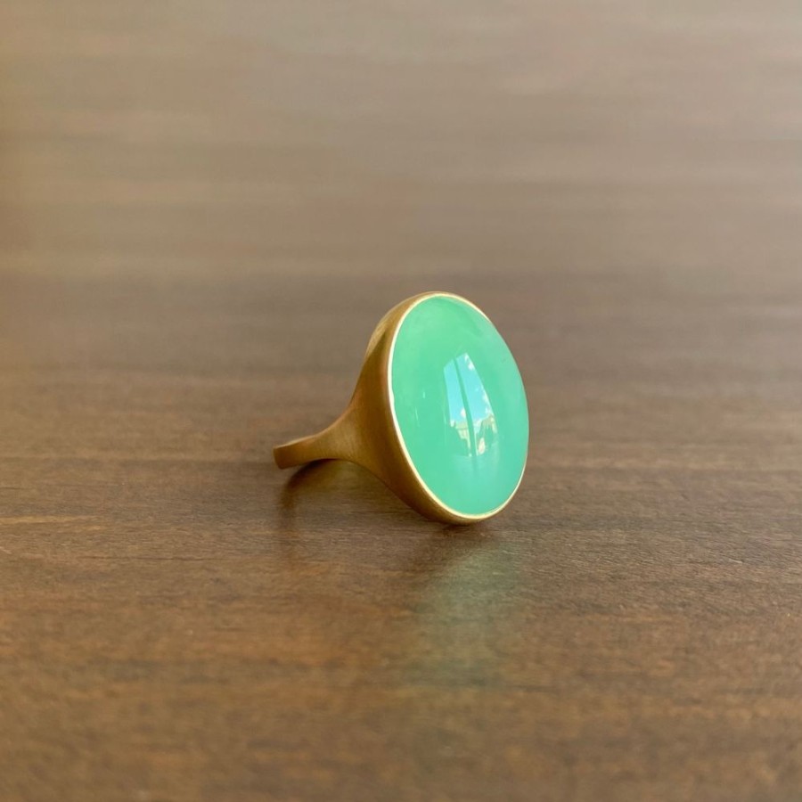 Jewelry Monika Krol | Oval Chrysoprase Cabochon Ring