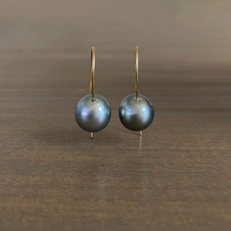 Jewelry Rosanne Pugliese | Round Tahitian Pearl Drop Earrings