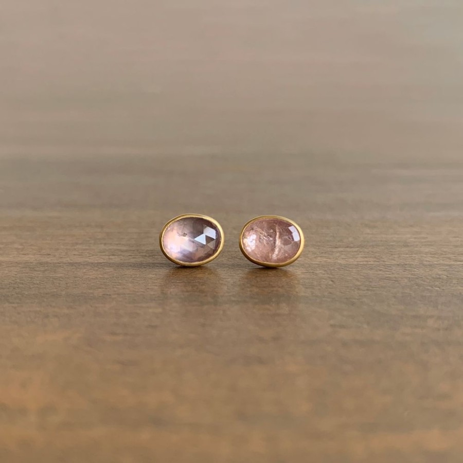 Jewelry Lola Brooks | Oval Natural Pale Pink Umba Sapphire Stud Earrings