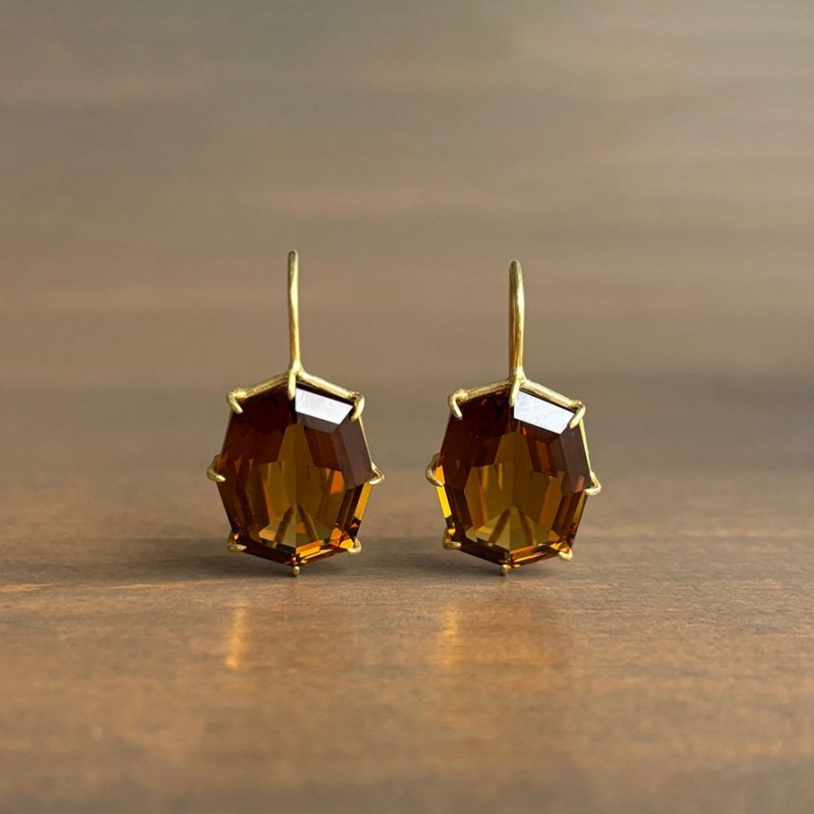 Jewelry Rosanne Pugliese | Faceted Octagon Cinnamon Quartz Earrings