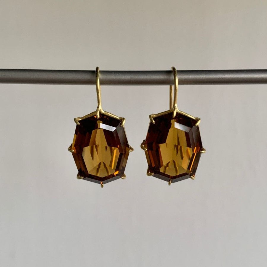 Jewelry Rosanne Pugliese | Faceted Octagon Cinnamon Quartz Earrings