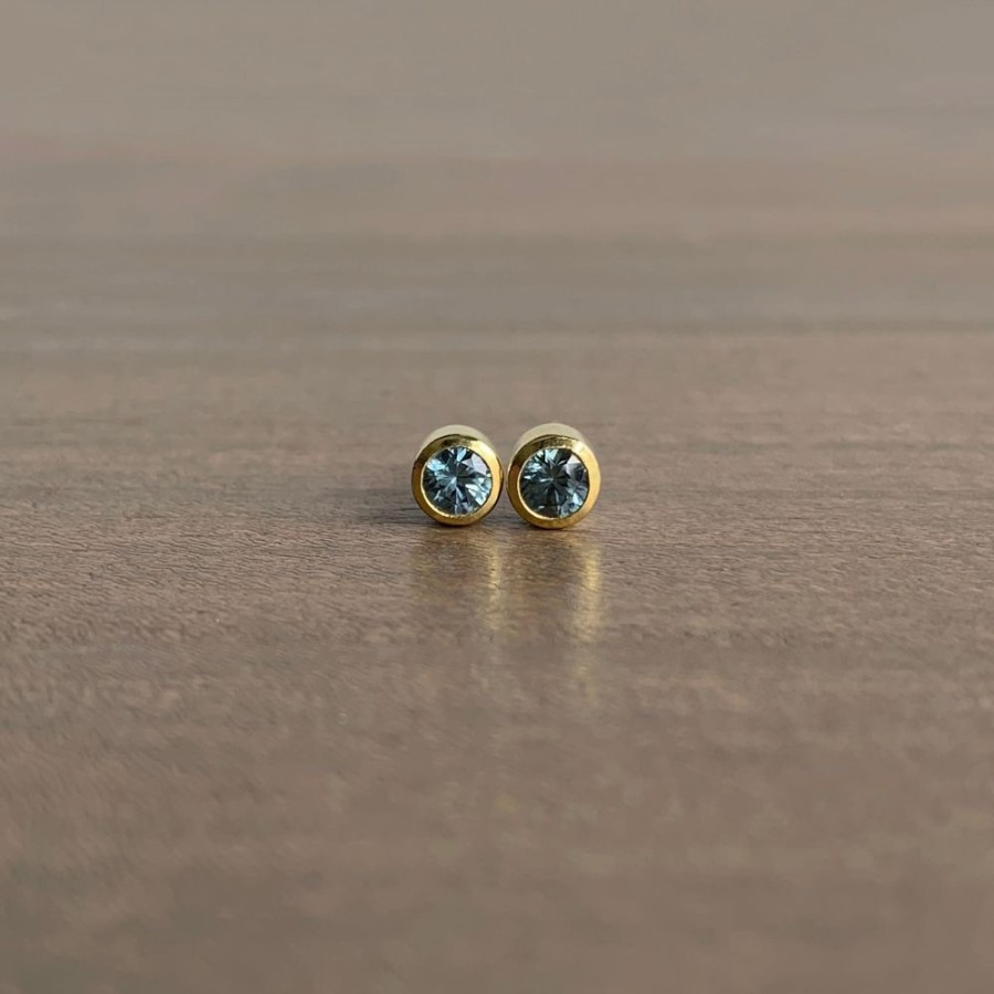 Jewelry Sam Woehrmann | Montana Sapphire Round Stud Earrings