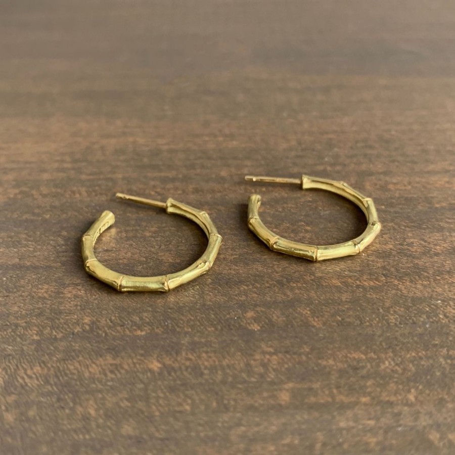 Jewelry Mimi Favre | Medium Gold Bamboo Hoop Earrings