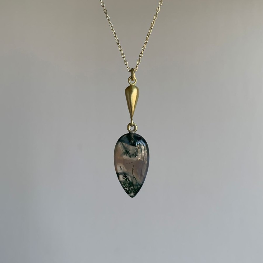 Jewelry Judi Powers | Moss Agate Lacryma Necklace