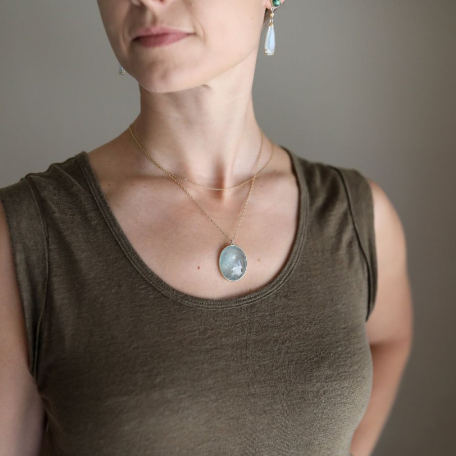 Jewelry Lola Brooks | Glacial Oval Aquamarine Necklace