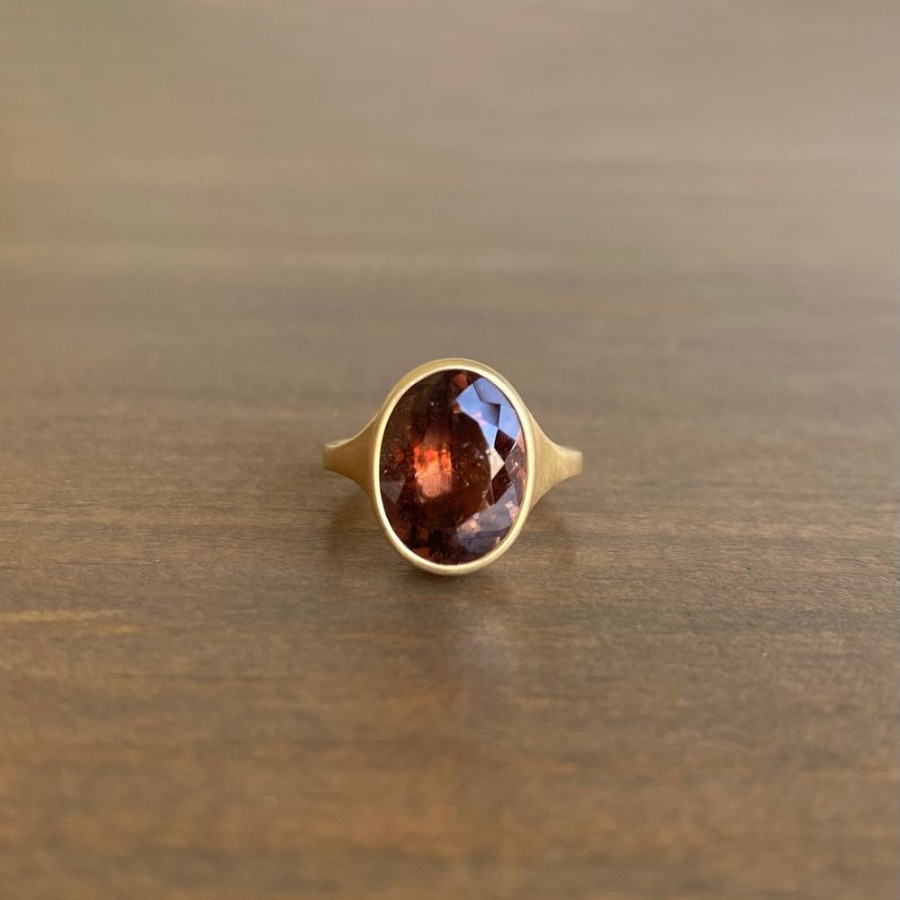 Jewelry Monika Krol | Faceted Oval Coppery Pink Tourmaline Ring