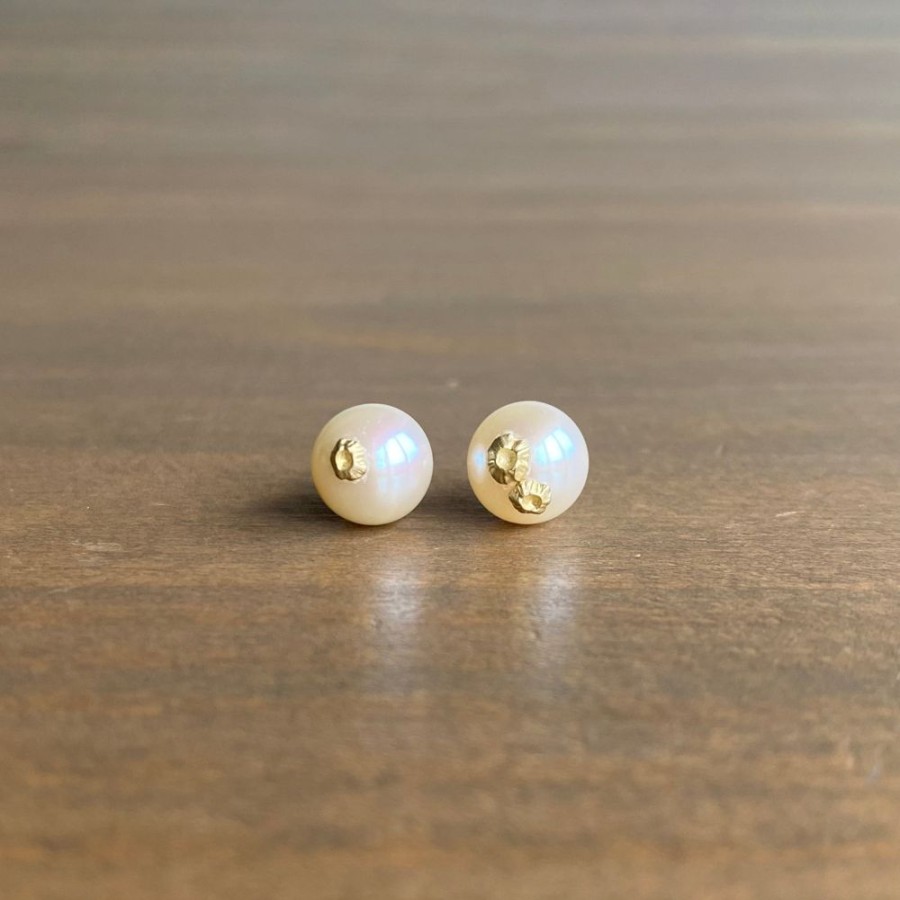 Jewelry Hannah Blount | Little Pearl Studs With Gold Barnacles