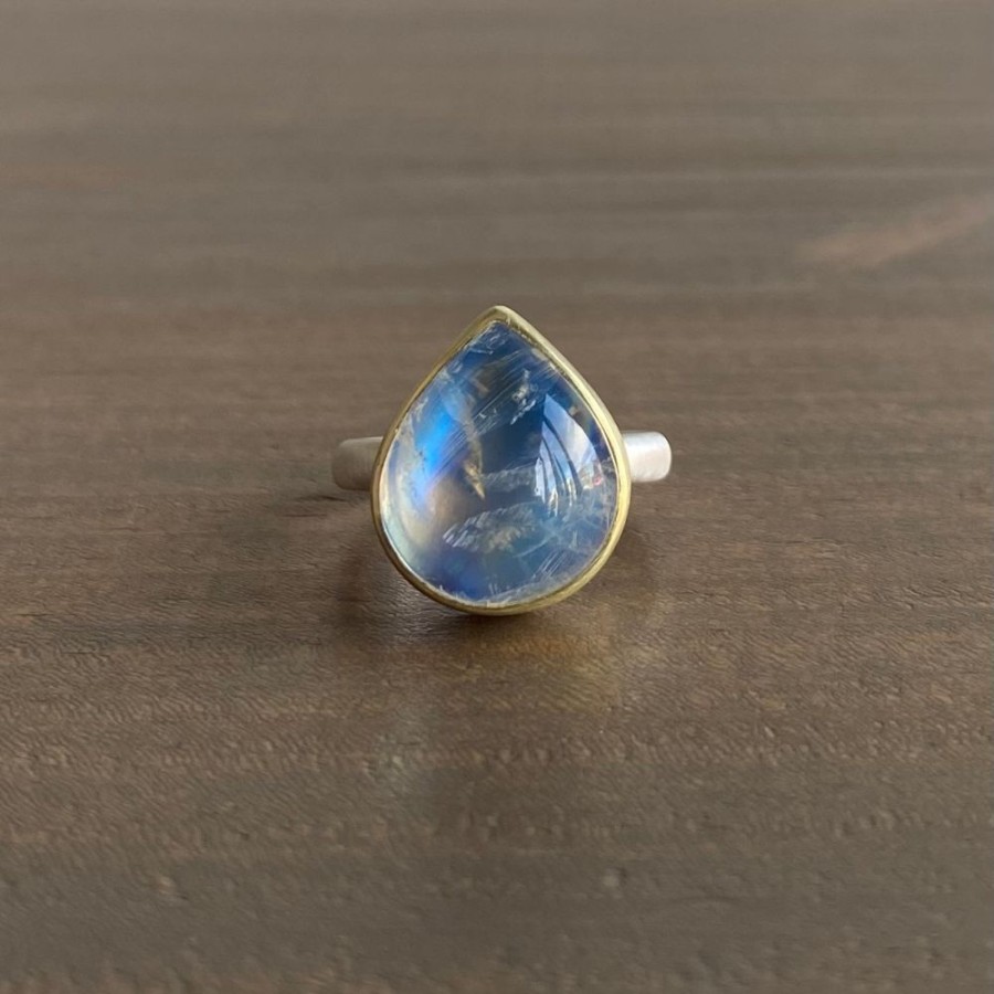 Jewelry Heather Guidero | Teardrop Rainbow Moonstone Cabochon Ring