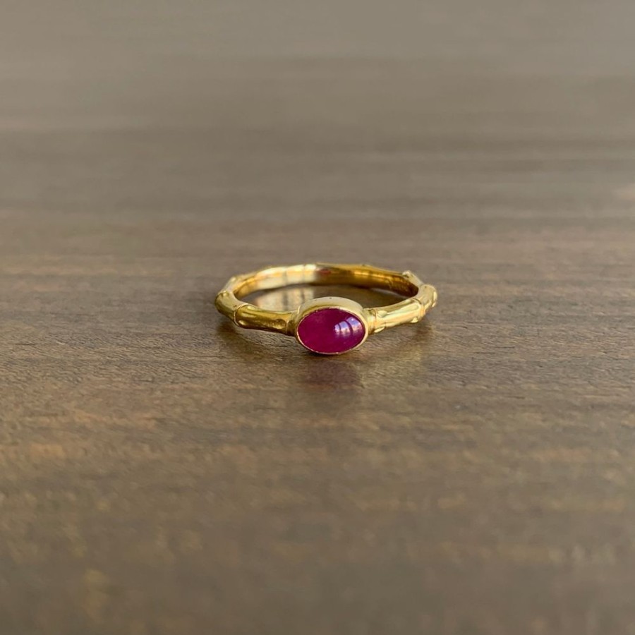 Jewelry Mimi Favre | Ruby Cabochon Bamboo Ring