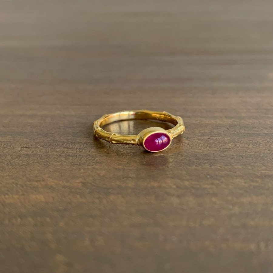 Jewelry Mimi Favre | Ruby Cabochon Bamboo Ring