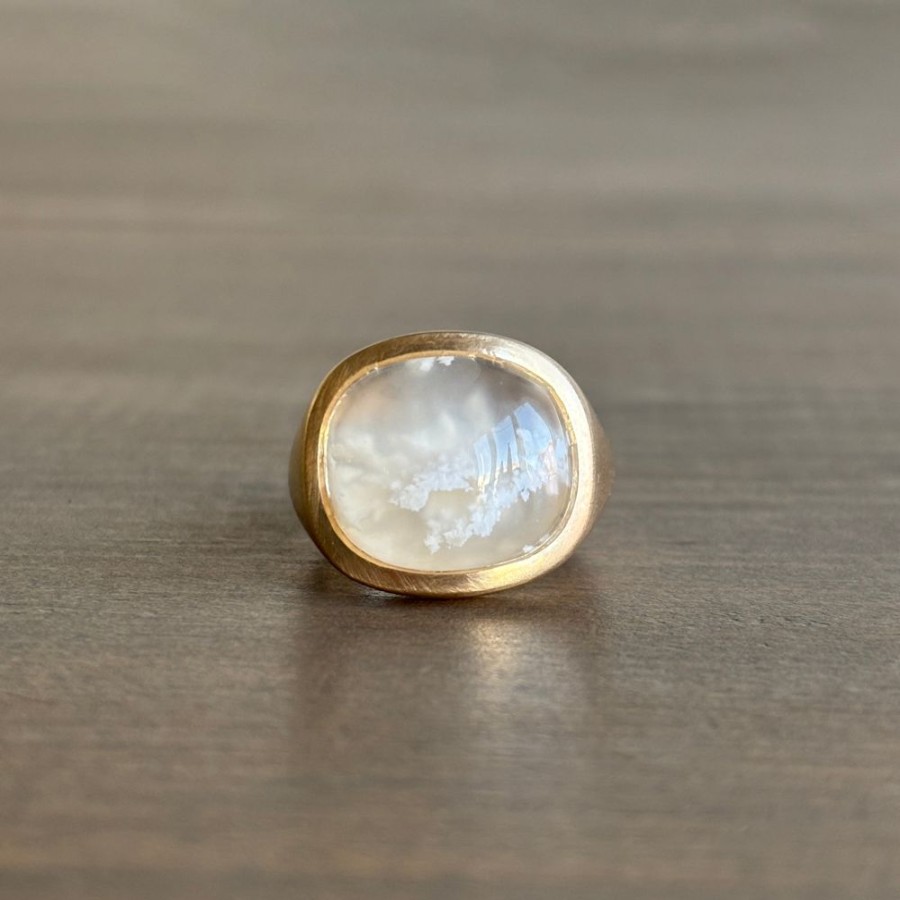 Jewelry S. Yamane Studio | Oregon White Plume Agate Slab Ring