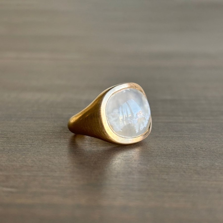 Jewelry S. Yamane Studio | Oregon White Plume Agate Slab Ring