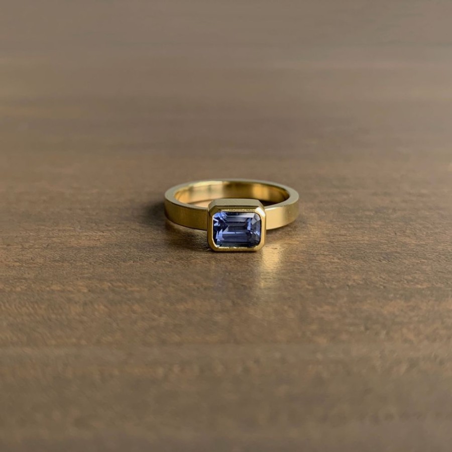 Jewelry Sam Woehrmann | Sapphire Rectangle East-West Ring