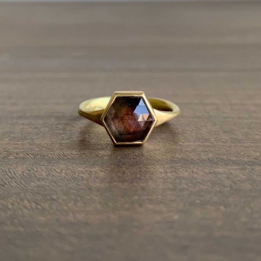 Jewelry Lola Brooks | Natural Burgundy Hexy Sapphire Ring