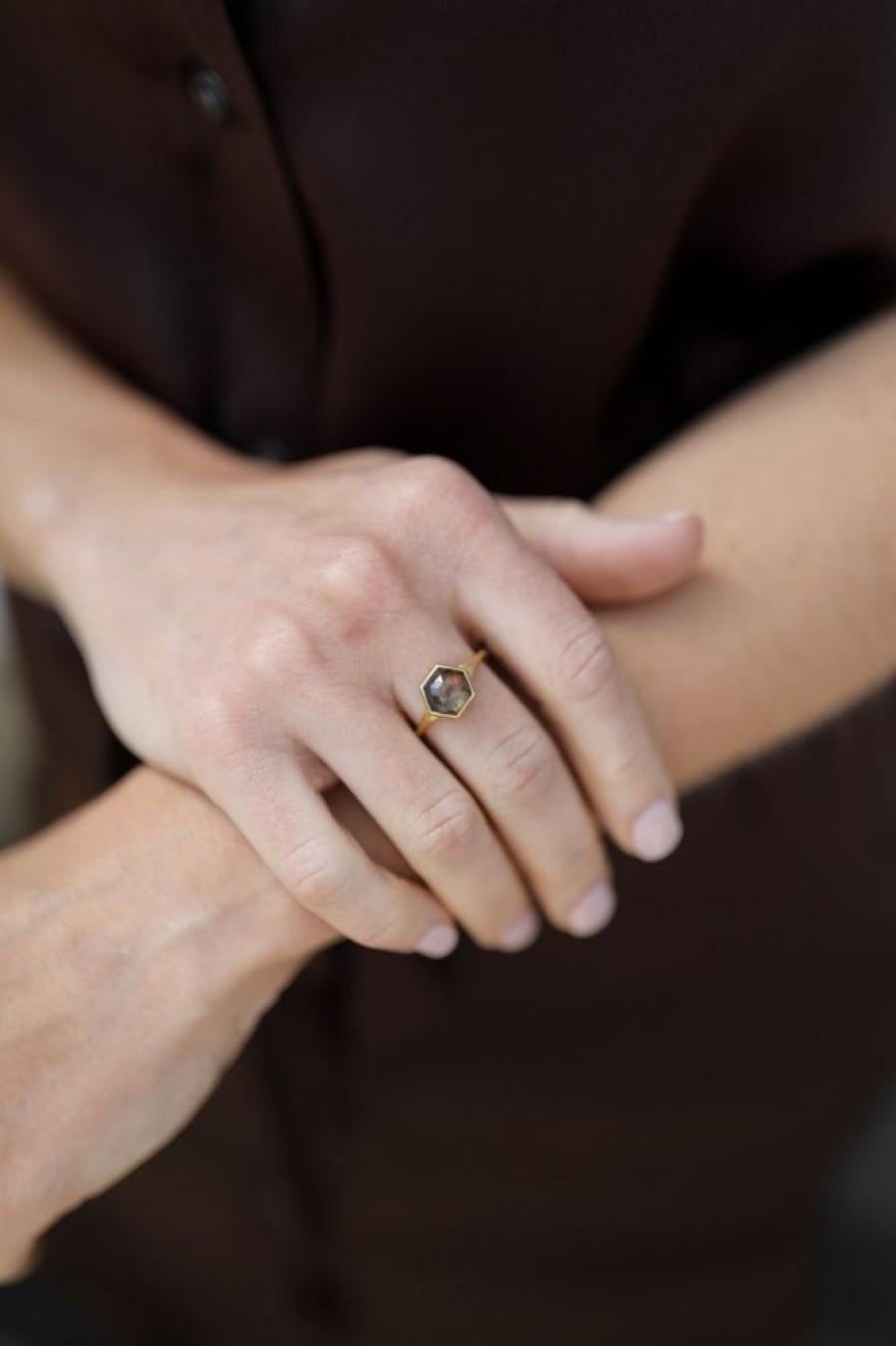 Jewelry Lola Brooks | Natural Burgundy Hexy Sapphire Ring