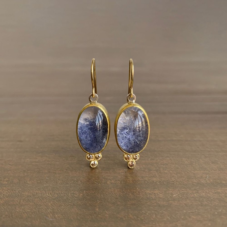 Jewelry Sam Woehrmann | Dumortierite Quartz & Diamond Earrings