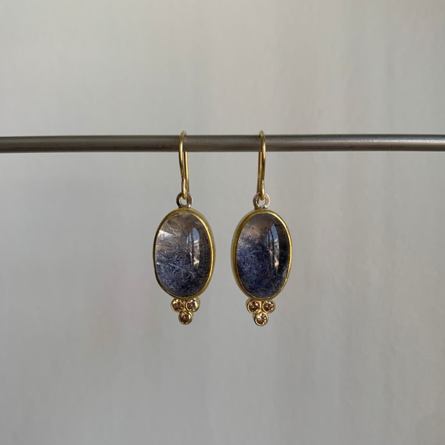 Jewelry Sam Woehrmann | Dumortierite Quartz & Diamond Earrings