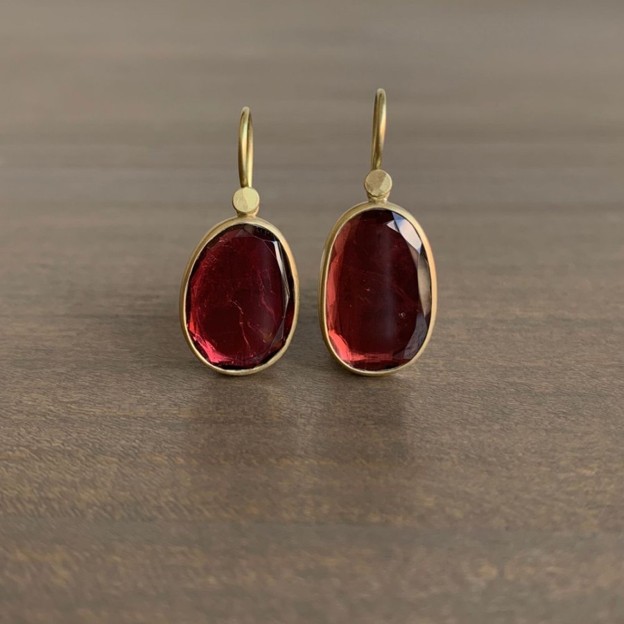 Jewelry Lola Brooks | Red Tourmaline Sequin Pebble Drop Earrings