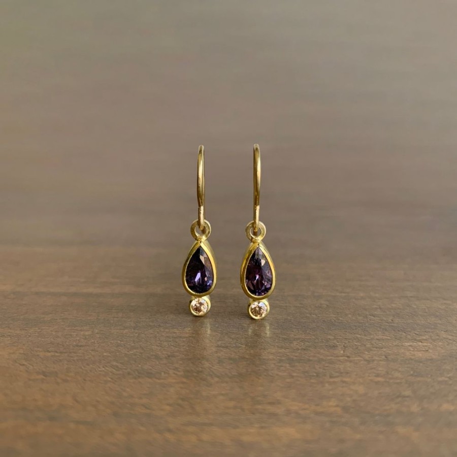 Jewelry Sam Woehrmann | Purple Sapphire & Brown Diamond Drop Earrings