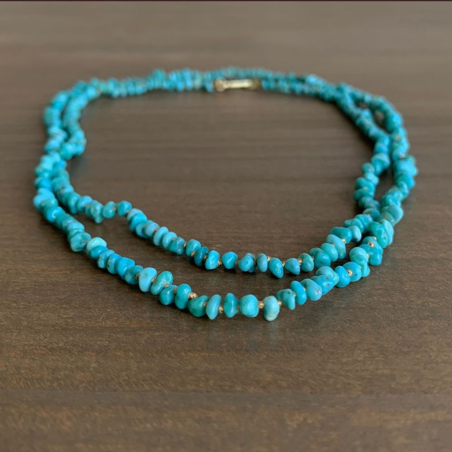 Jewelry Judi Powers | Sleeping Beauty Turquoise Petite Nugget Strand