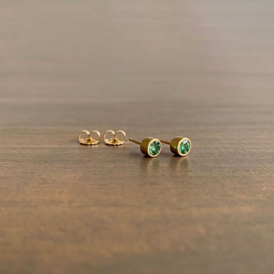 Jewelry Lola Brooks | Round Brilliant Green Tourmaline Stud Earrings