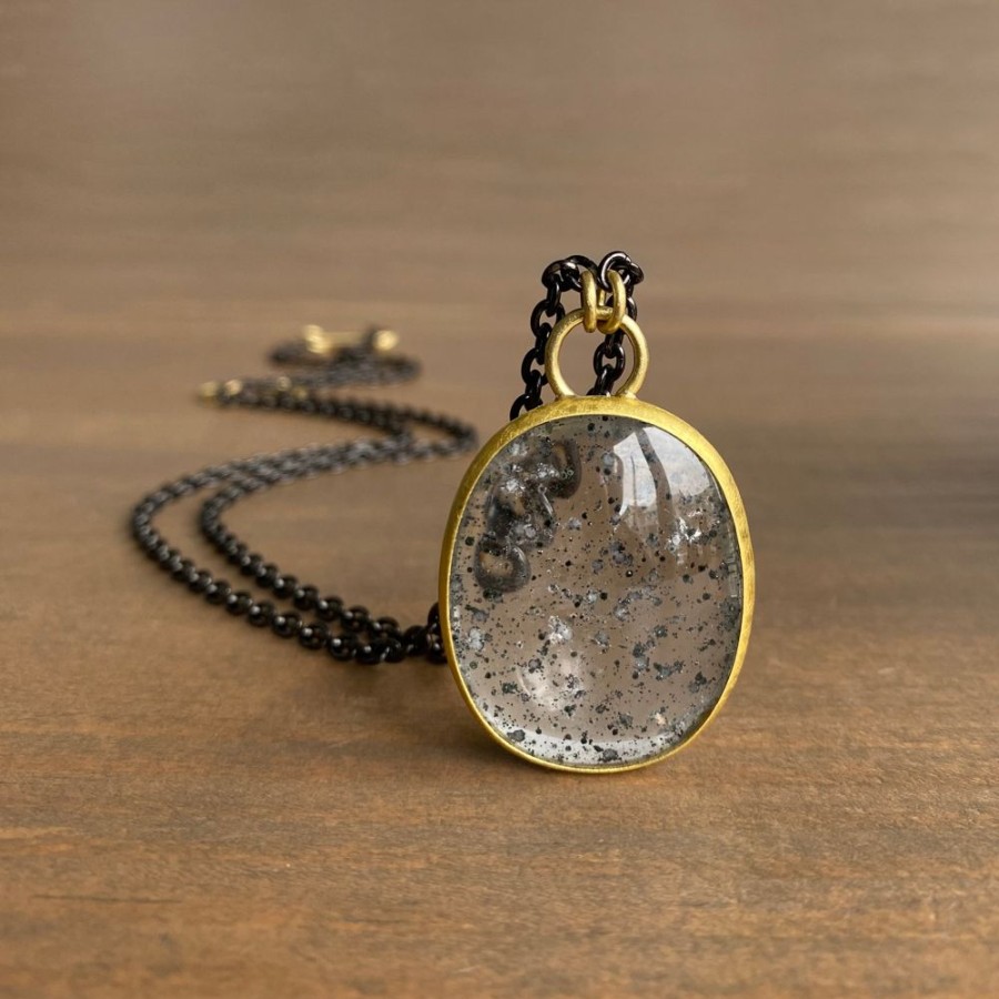 Jewelry Sam Woehrmann | Oval Pyrite In Quartz Open Back Pendant