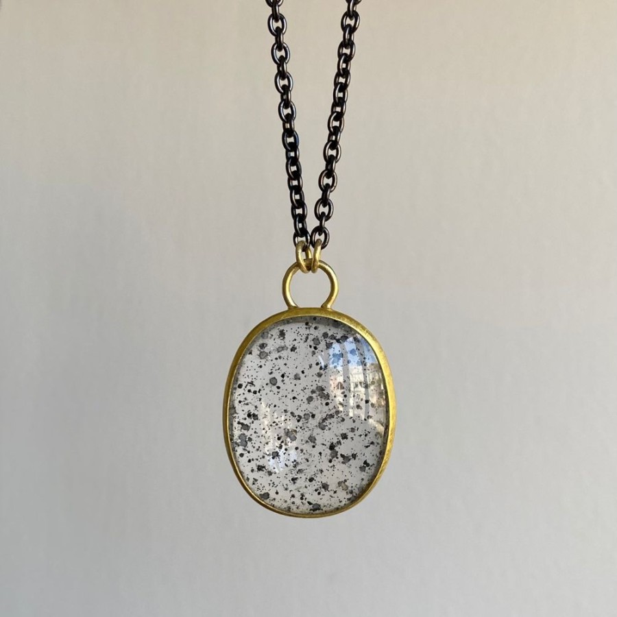 Jewelry Sam Woehrmann | Oval Pyrite In Quartz Open Back Pendant