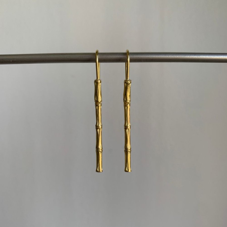 Jewelry Mimi Favre | Gold Bamboo Long Dangle Earrings