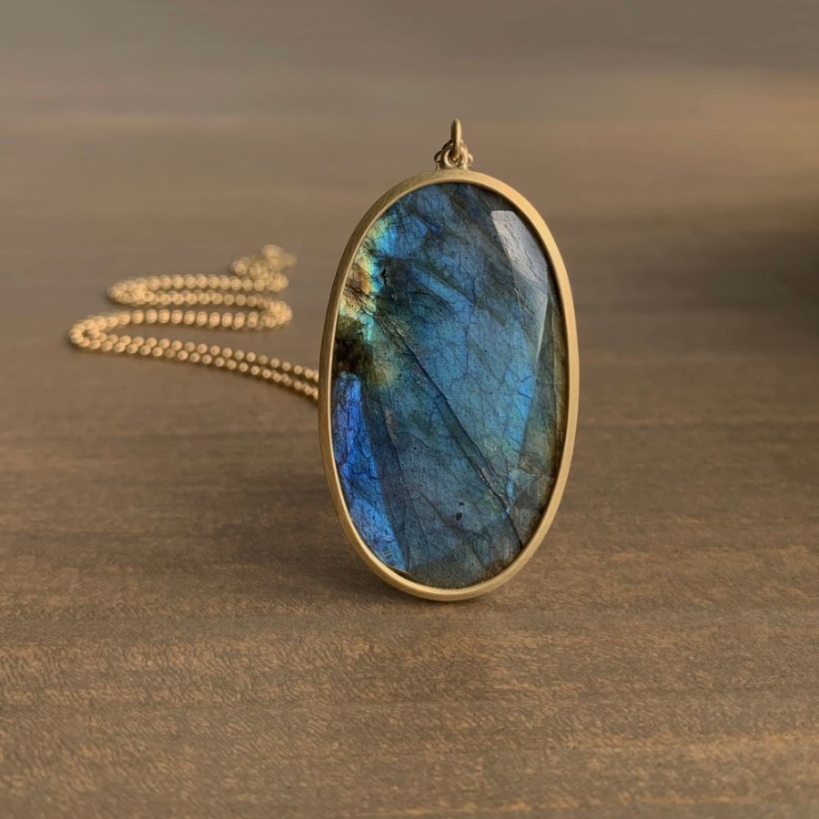 Jewelry Lola Brooks | Large Oval Labradorite Pendant