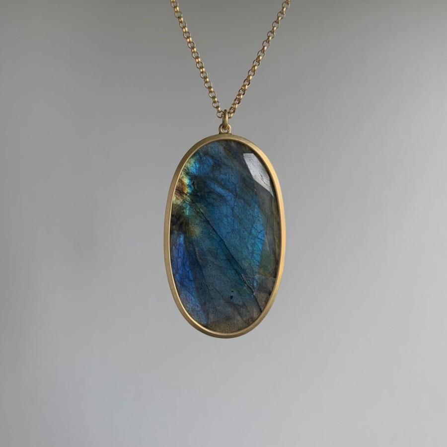 Jewelry Lola Brooks | Large Oval Labradorite Pendant