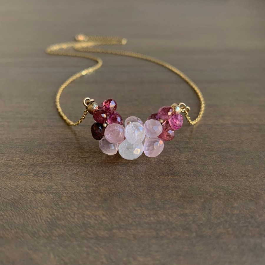 Jewelry Rachel Atherley | Large Pink Tourmaline & Rose Quartz Cloud Necklace