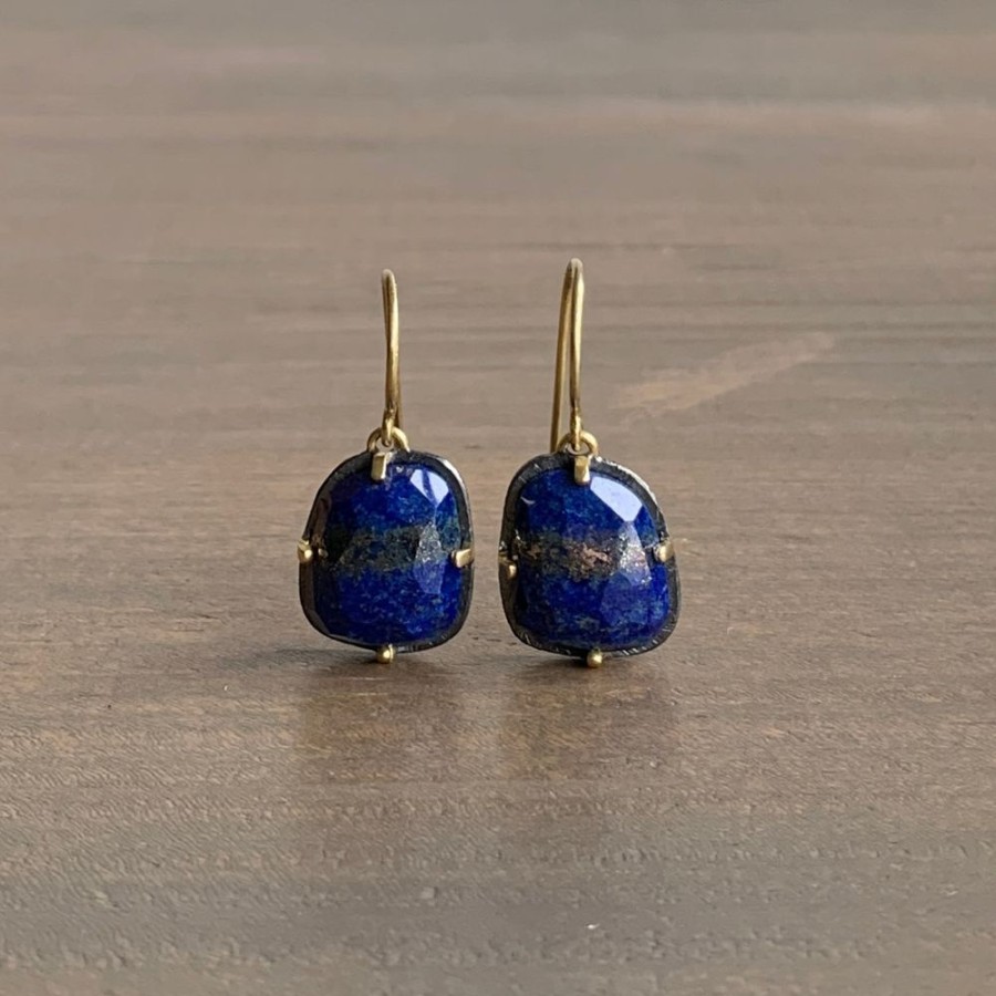 Jewelry Heather Guidero | Carved Prong Set Lapis Earrings