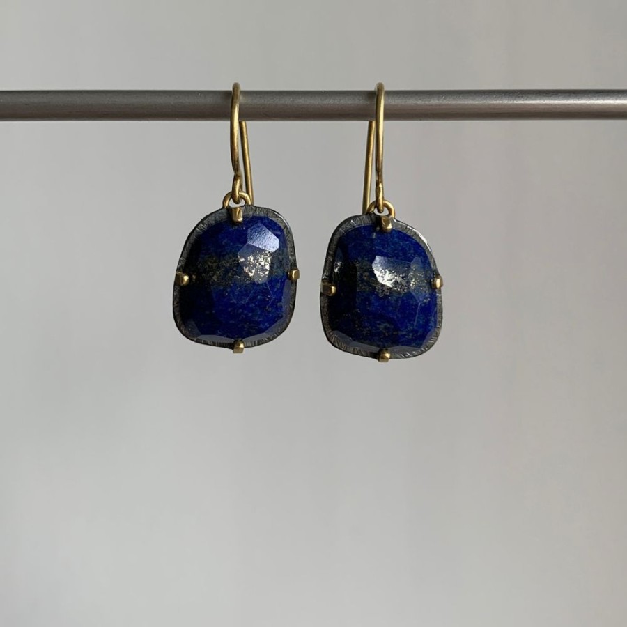 Jewelry Heather Guidero | Carved Prong Set Lapis Earrings