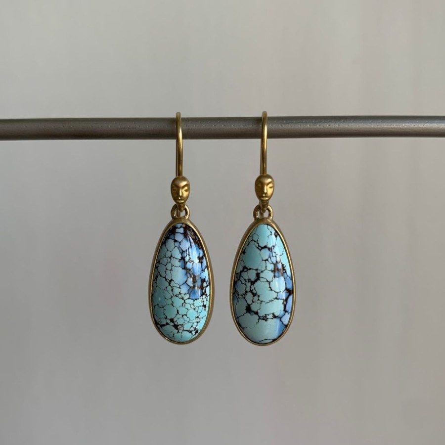 Jewelry Hannah Blount | Golden Hills Turquoise Cameo Figurehead Earrings