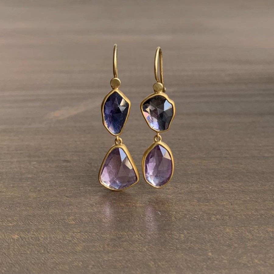 Jewelry Lola Brooks | Iolite & Amethyst Double Drop Earrings