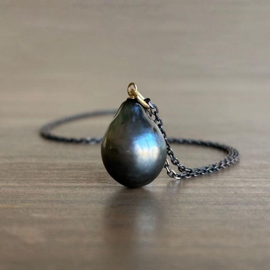 Jewelry Mimi Favre | Large Black Tahitian Pearl Drop Pendant