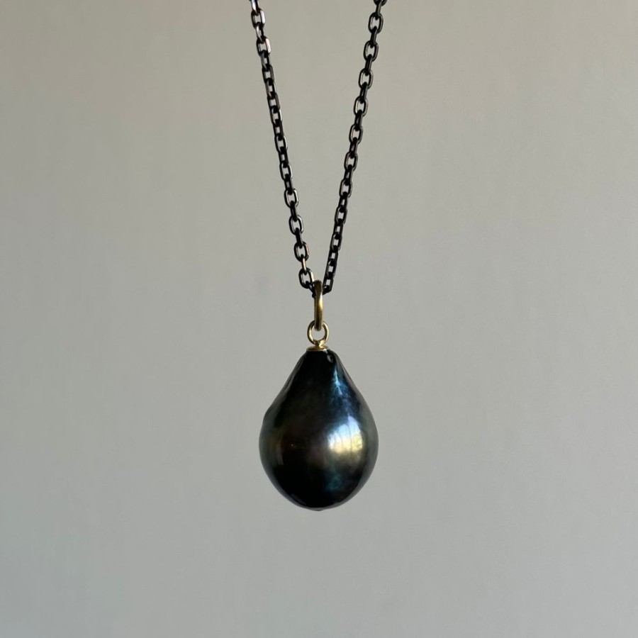 Jewelry Mimi Favre | Large Black Tahitian Pearl Drop Pendant