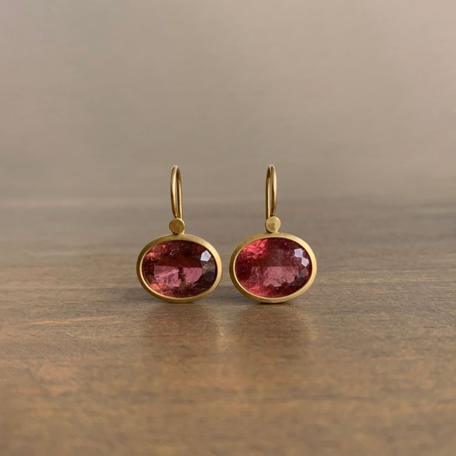 Jewelry Lola Brooks | Coppery Pink Tourmaline Oval Drop Earrings