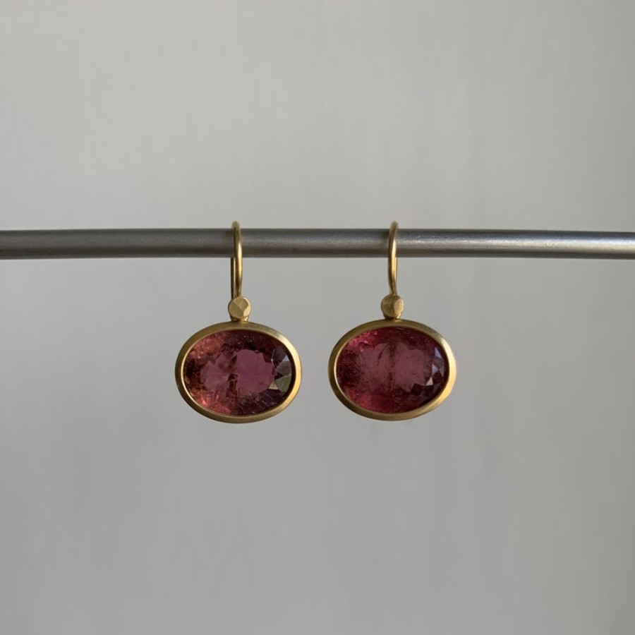 Jewelry Lola Brooks | Coppery Pink Tourmaline Oval Drop Earrings